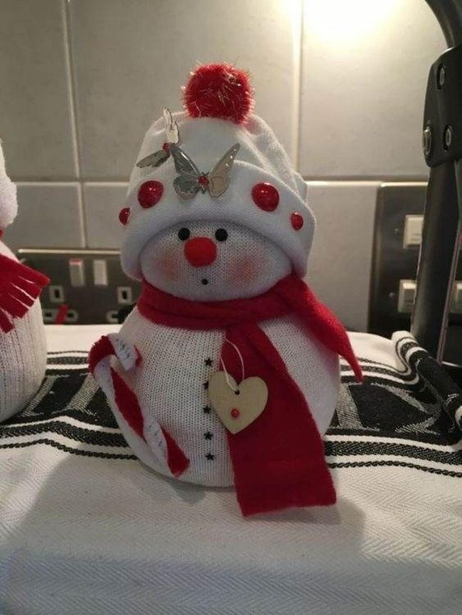 Rice-Filled Sock Snowmen