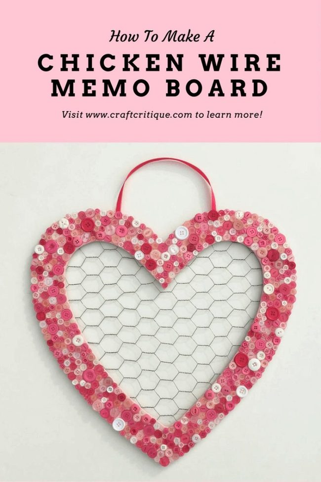 Chicken Wire Heart Memo Board