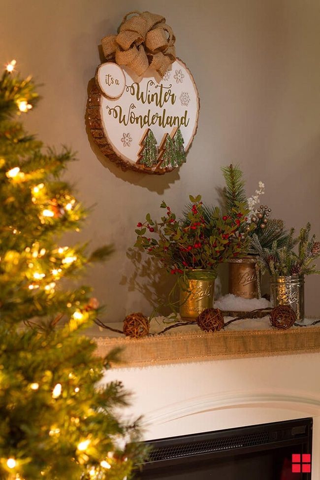 White-Painted Wood Slice Wreath