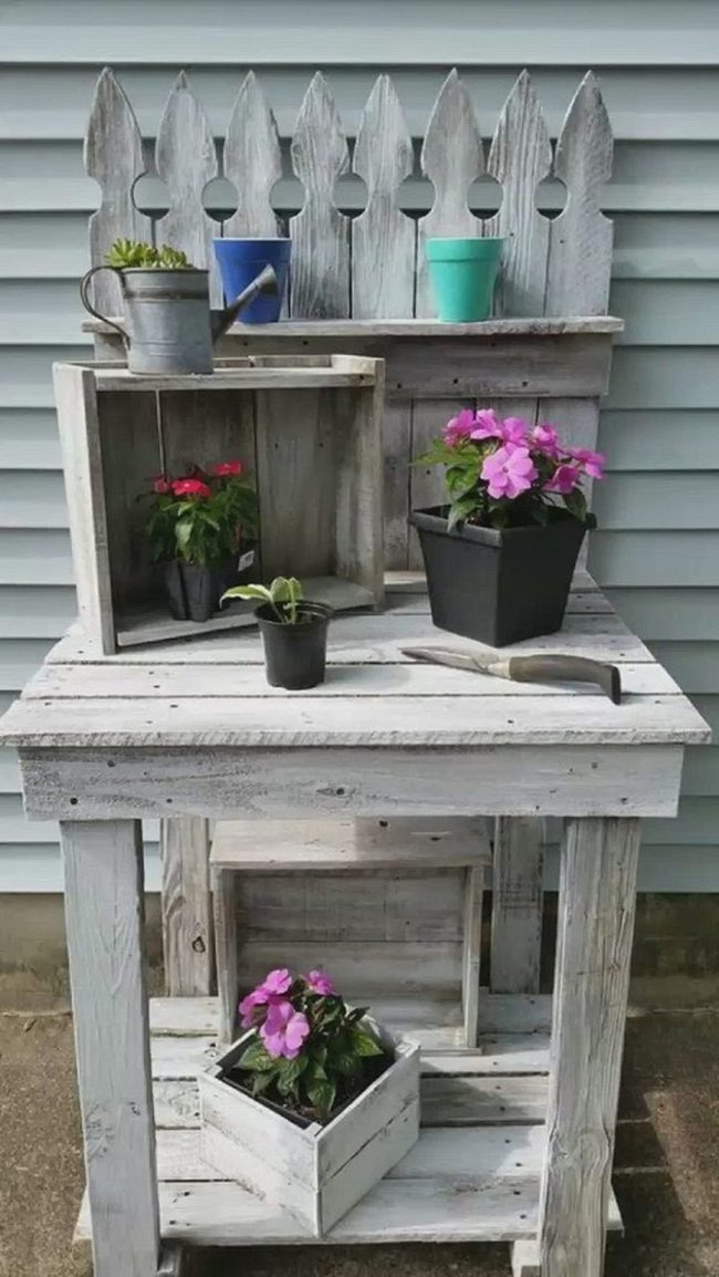 Salvaged Wood Garden Workstation