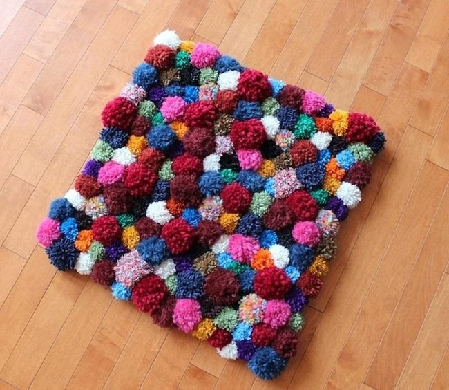 Rainbow Pom-Pom Handmade Rug
