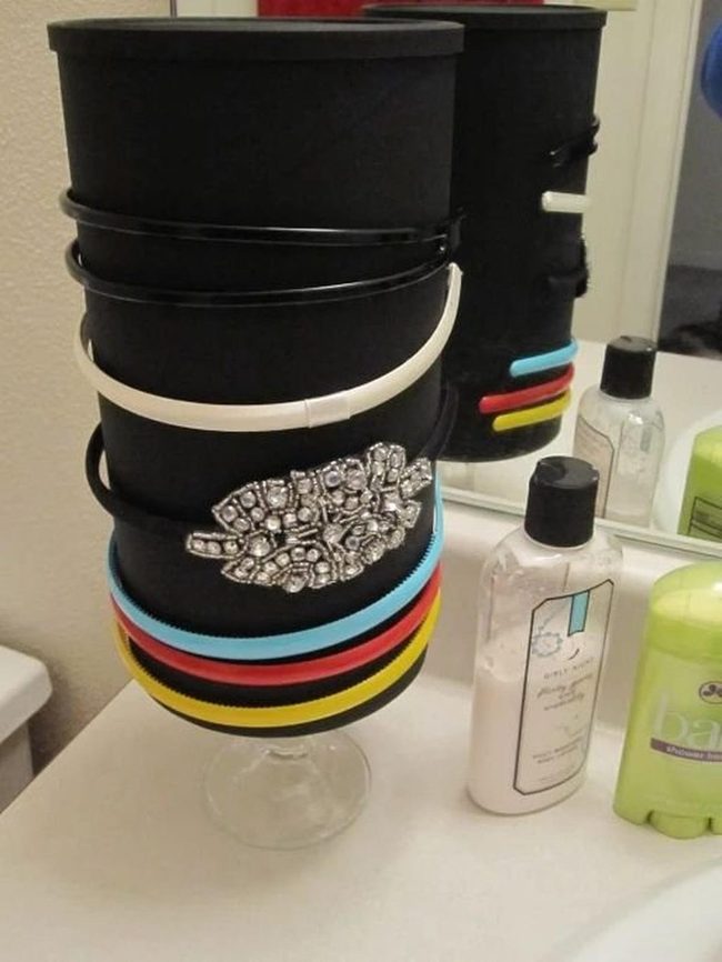 Painted Canister Headband Display