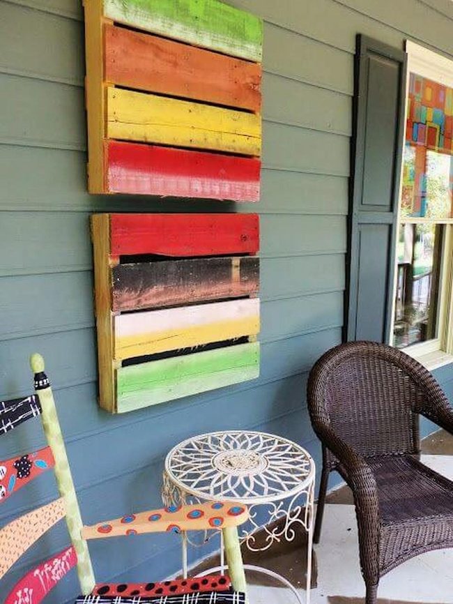 Striped Pallet Wall In Fire Tones