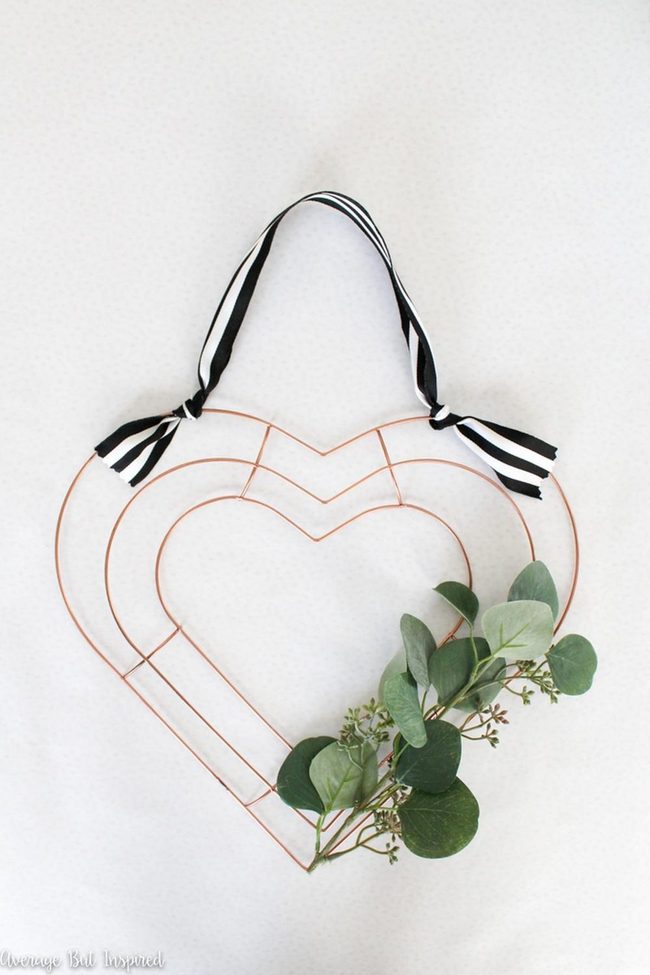 Copper Heart With Green Leaves