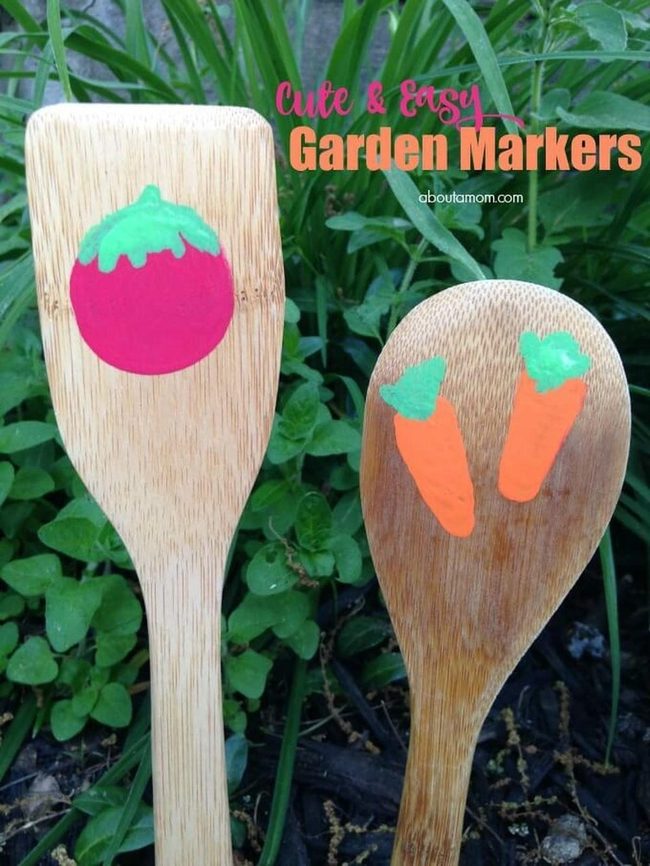 White Wooden Garden Markers