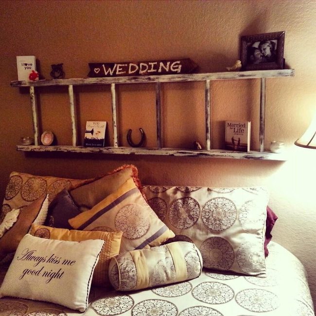 Weathered Wood Ladder Shelf