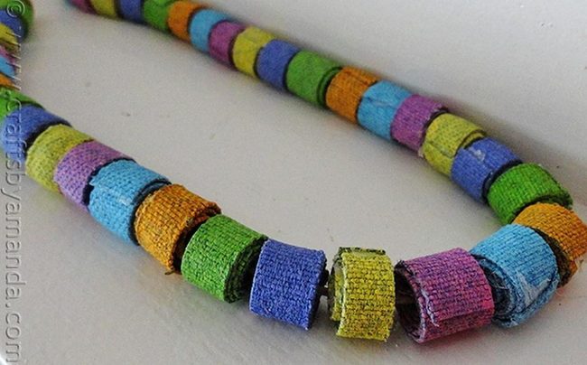 Fabric-Wrapped Rainbow Beads