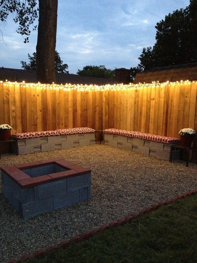 Maroon Cushions, Cinder Block Seating