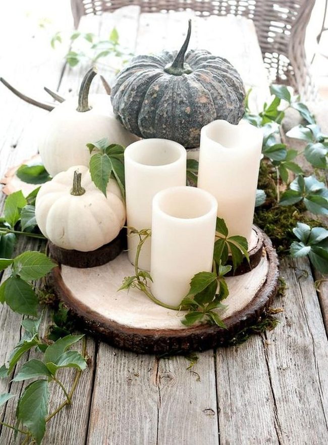 Pumpkin Candles Weathered Wood