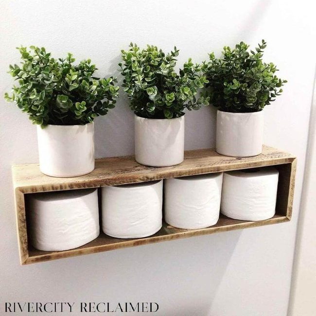 Weathered Wood Toilet Paper Shelf
