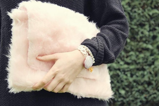 Pink Fluffy Clutch Statement