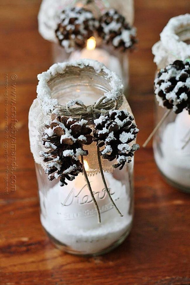 Frosted Pinecone Glass Luminaries