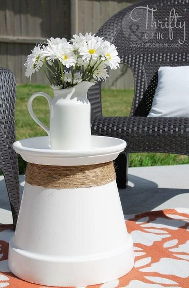 White Terracotta Pot Table