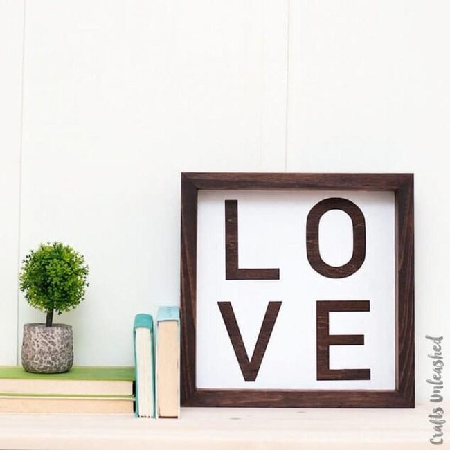 Brown Wood White Letter Sign