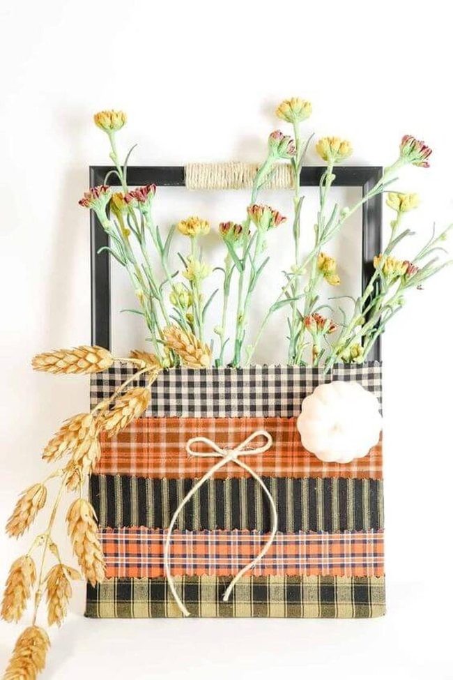 Fabric Strips And Pressed Flowers