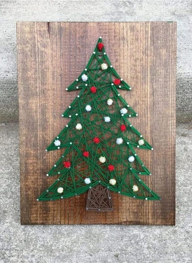 Green Thread Christmas Tree String Art