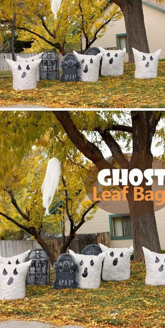 Leaf-Stuffed Ghost Decorations