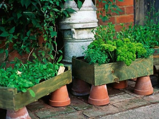 Terracotta And Wood Garden Corner