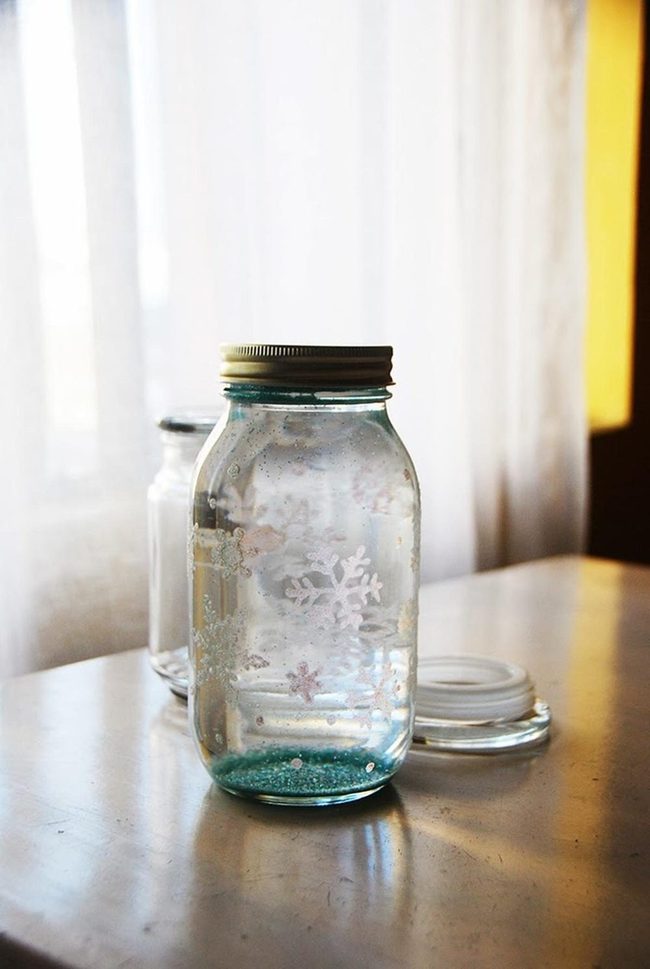 Frosted Glass Jars Snowflake