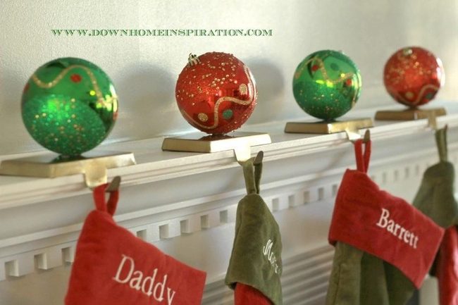 Brass Hooks, Embroidered Stockings, Glitter