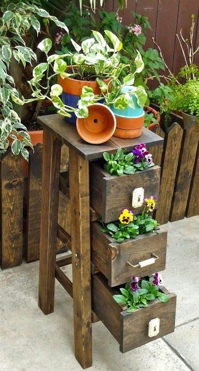 Dark Wood Drawer Garden