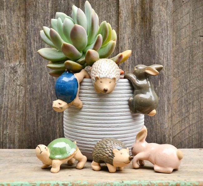 Glazed Clay Animal Planters