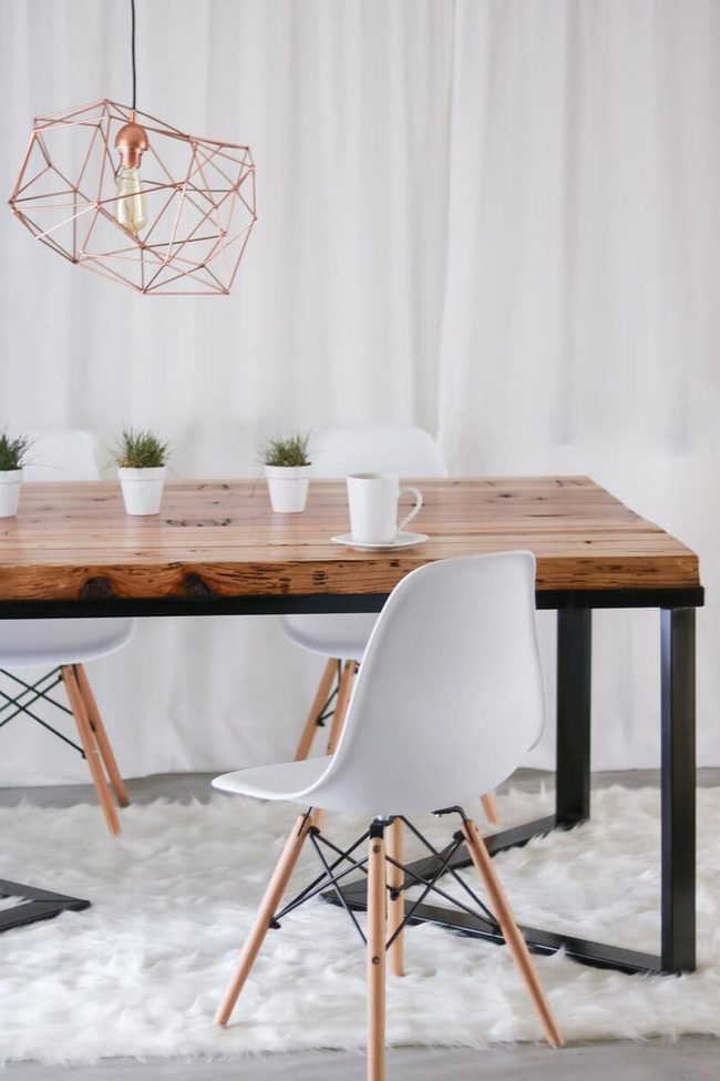 Reclaimed Wood Black Metal Table