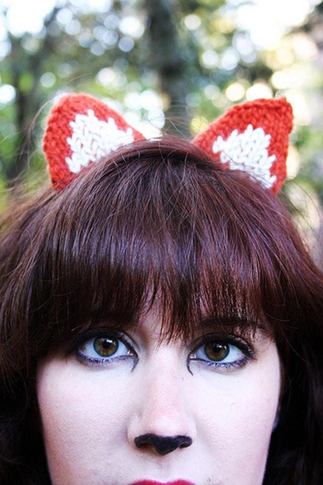 Red And White Knit With Cat Ears