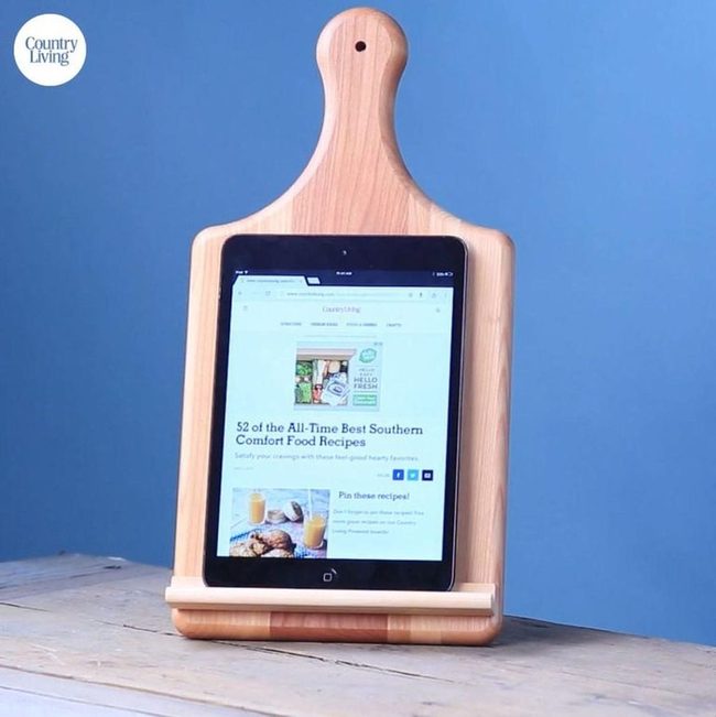 Natural Wood Kitchen Tablet Stand