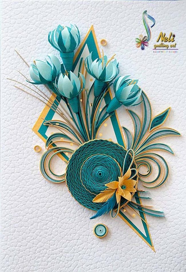 Turquoise And Yellow Spiral Layers