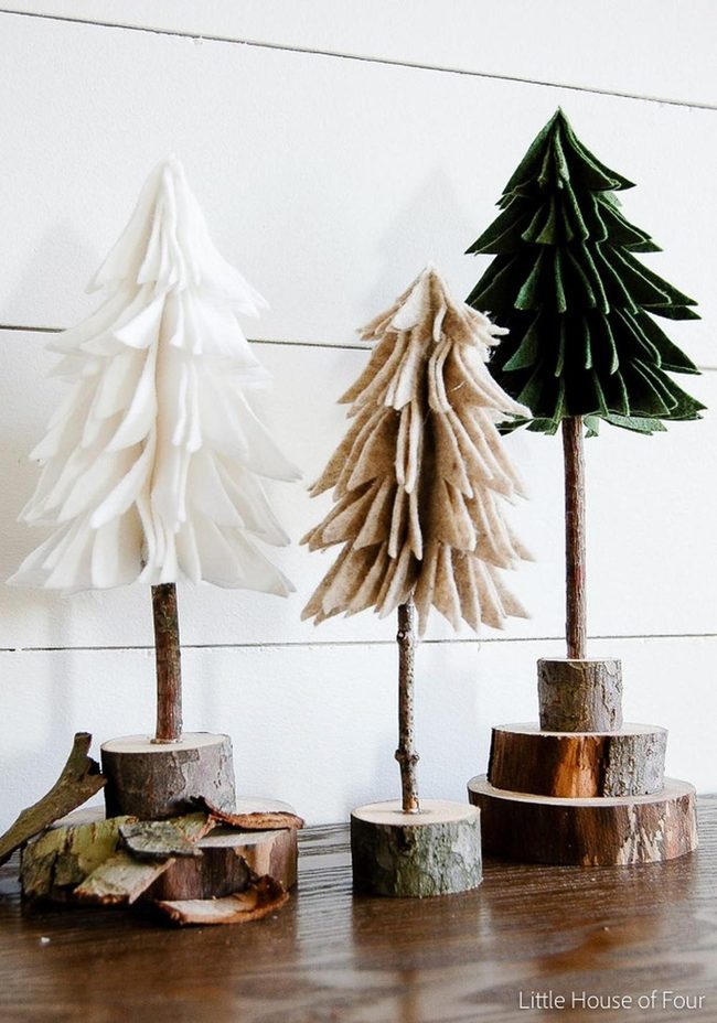 Layered Felt Trees, Natural Tones