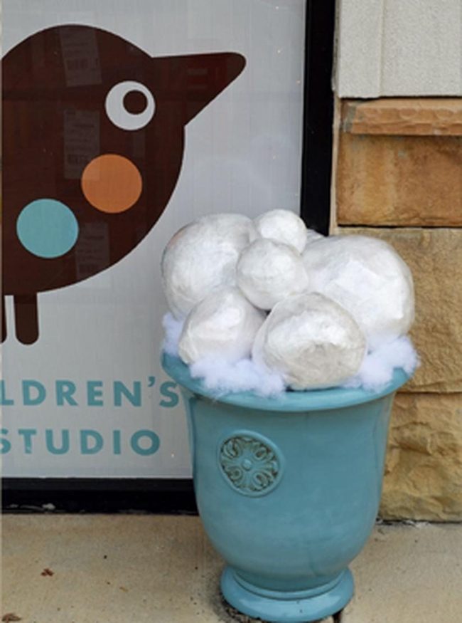 White Cotton Blue Ceramic Pot