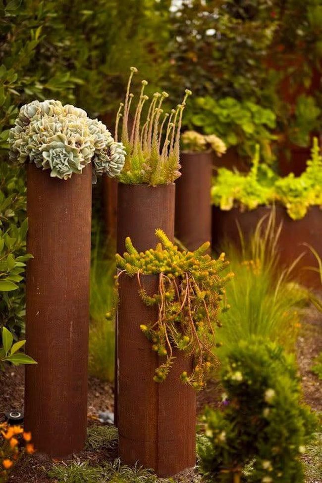 Stacked Succulents, Metal Green