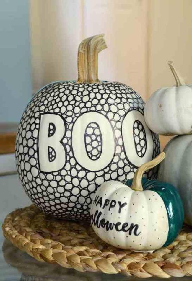 Black Boo Pumpkins Modern Halloween