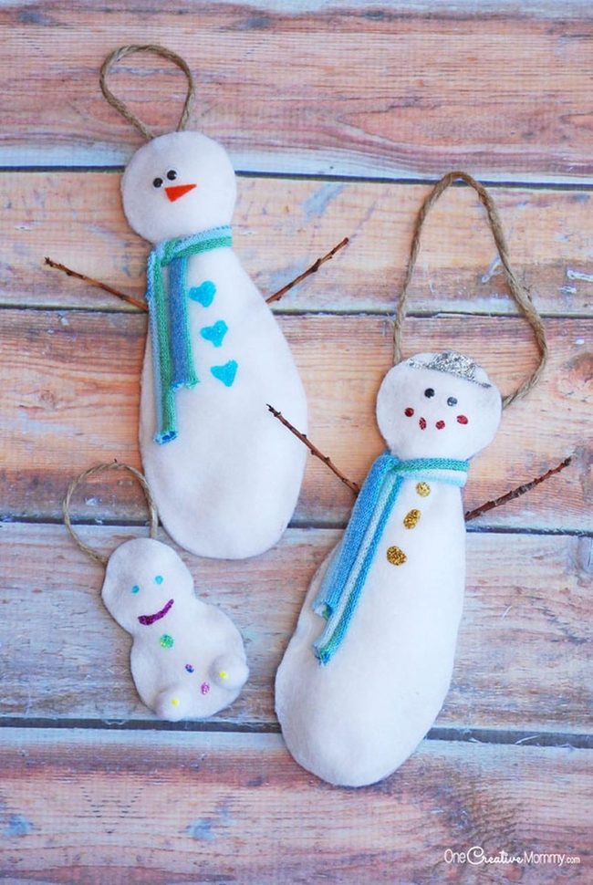 Fabric Snowmen Blue Scarves