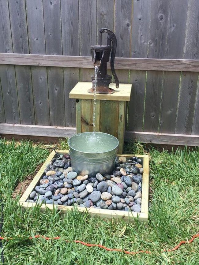 Vintage Pump Metal Bucket Garden