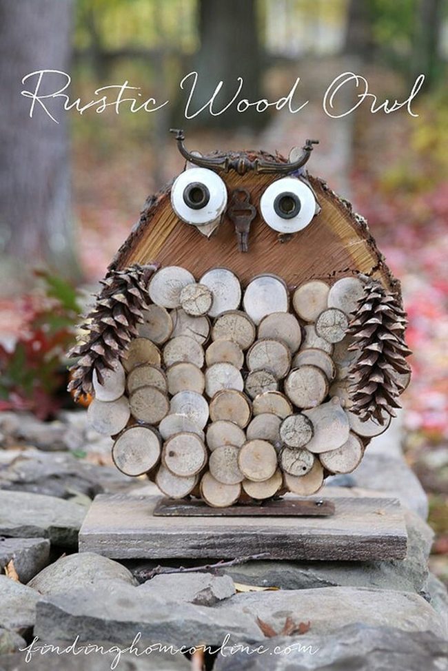 Carved Wood Owl Sculpture