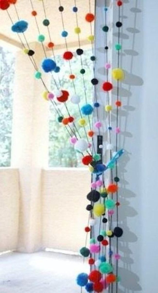 Colorful Pom-Pom Ceiling Swirl