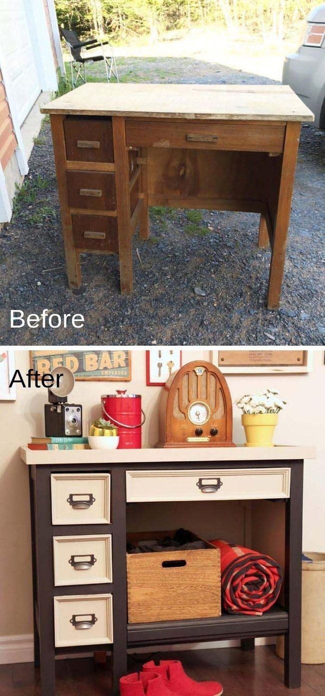 Painted Desk With Floating Shelves