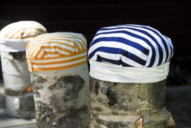 Striped Cushions Meet Weathered Wood