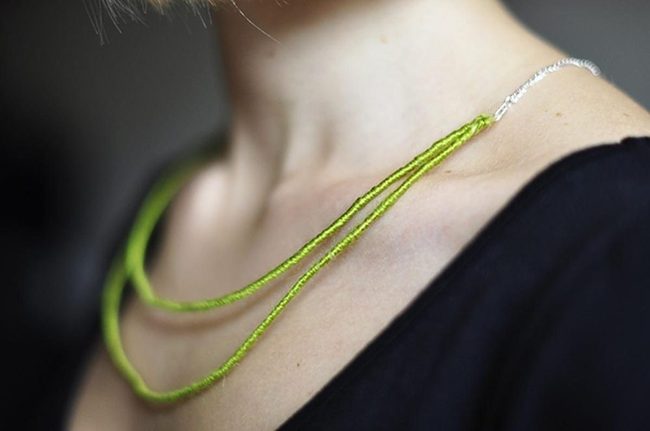 Green Bead Silver Statement