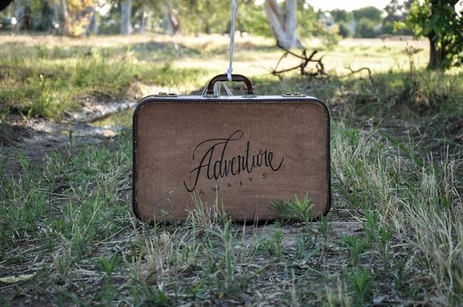 Weathered Brown Leather Suitcases