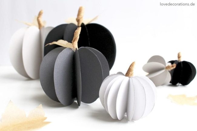 Black Paper Pumpkins, Minimalist Fall