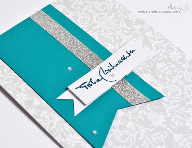 Turquoise Sparkle With Silver Stripe