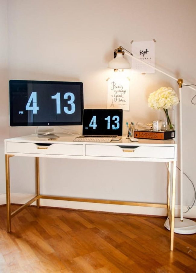 Gold Spray-Painted Ikea Desk