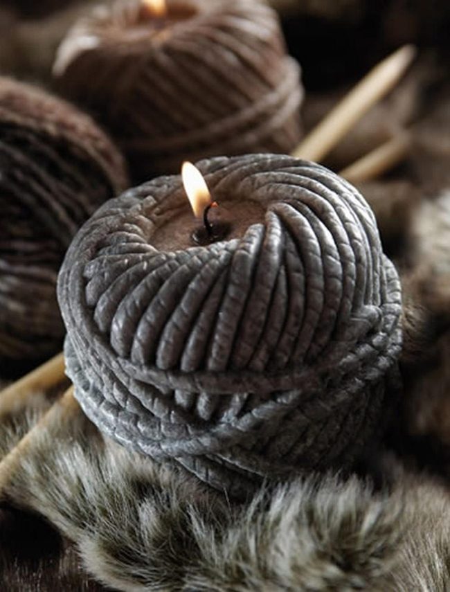 Handwoven Rope Candles Brown