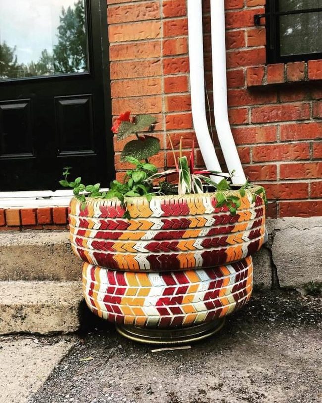 Painted Tire Planter Garden