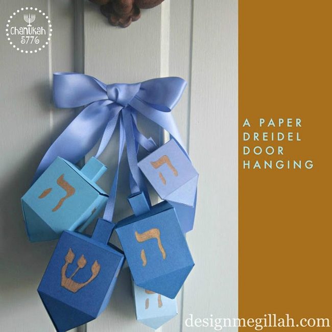 Blue Gold Paper Dreidel