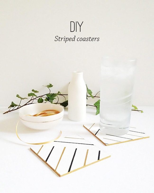 Black And Gold Striped Coasters