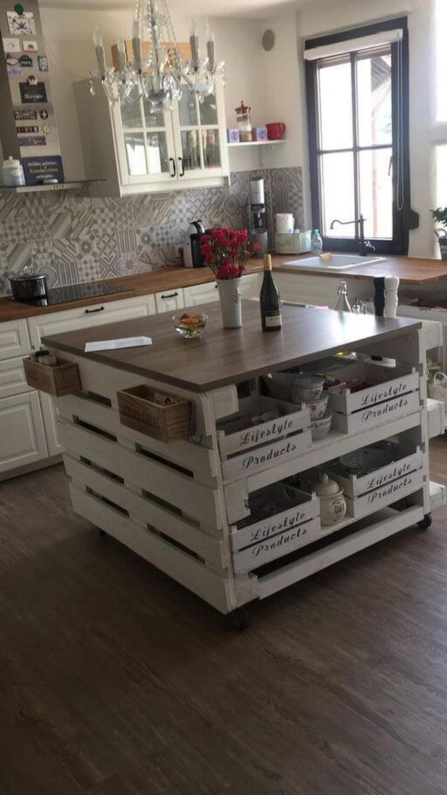 White And Wood Kitchen Island